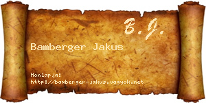 Bamberger Jakus névjegykártya